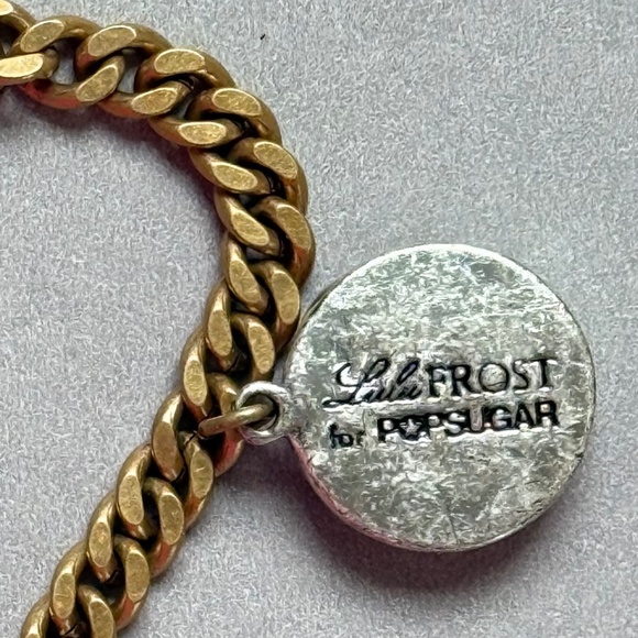 LULU FROST for POPSUGAR Bracelet Crystal Charm Matte Brass Links Dust Bag - Picture 5 of 10